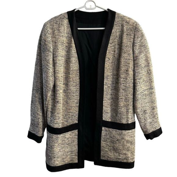 Doncaster Jackets & Blazers - NWT Doncaster 100% Silk Open Blazer Jacket Beige Black Size XS Classic Career
